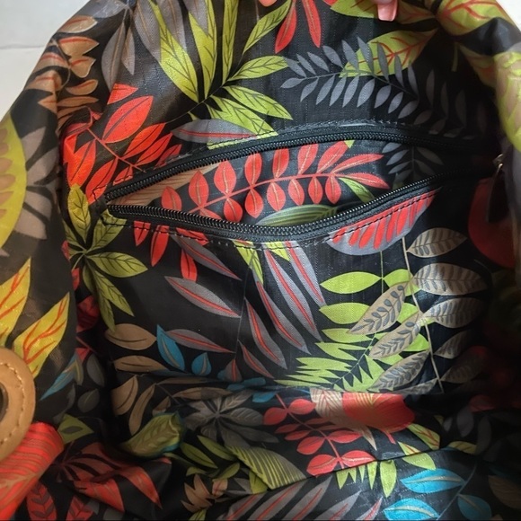 espe Vegan Leather Large Crossbody Satchel, Hobo Bag, Botanical Interior. - Picture 15 of 16